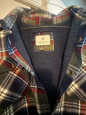Legendary Whitetails Navy, Olive & Red Plaid Sherpa-Lined Flannel Shirt